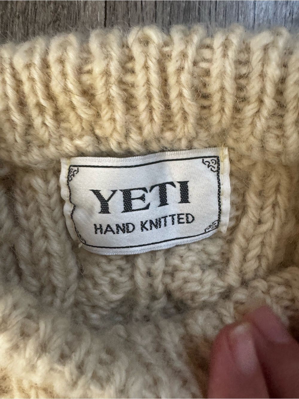Yeti Cream Cable Knit Scoop Crewneck Sweater - Picture 2 of 5